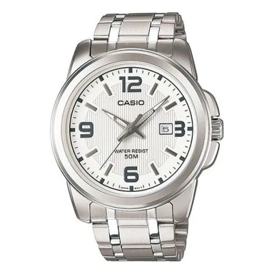 Casio Standard Steel Band Men's White Stainless Steel Strap White Dial Mens White Analog