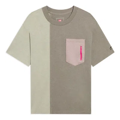Li-ning Color Block Pocket T-shirt 'taupe Green' In Brown