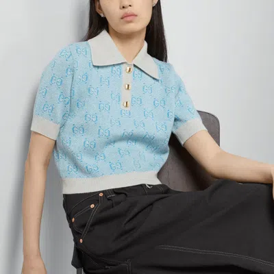 Gucci (wmns)  Gg Wool Jacquard Polo 'light Blue'