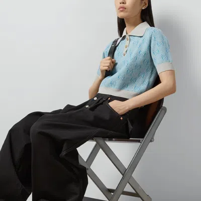 Gucci (wmns)  Gg Wool Jacquard Polo 'light Blue'