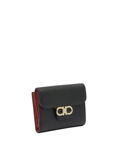 Ferragamo Compact Textured Leather Accessories In Black