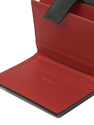 Ferragamo Compact Textured Leather Accessories In Black