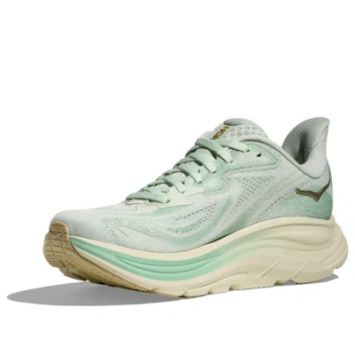 Hoka Clifton 10 Rubber-trimmed Jacquard-mesh Sneakers In Green