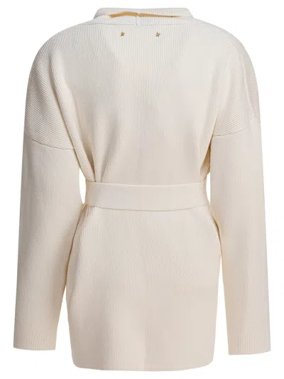 Golden Goose Belted Knitted Cardigan In White
