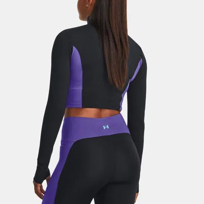 Under Armour (wmns)  Project Rock Letsgo Crop Full Zip T-shirt 'black Purple'