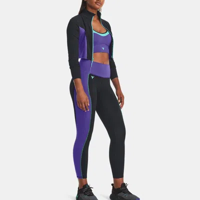 Under Armour (wmns)  Project Rock Letsgo Crop Full Zip T-shirt 'black Purple'