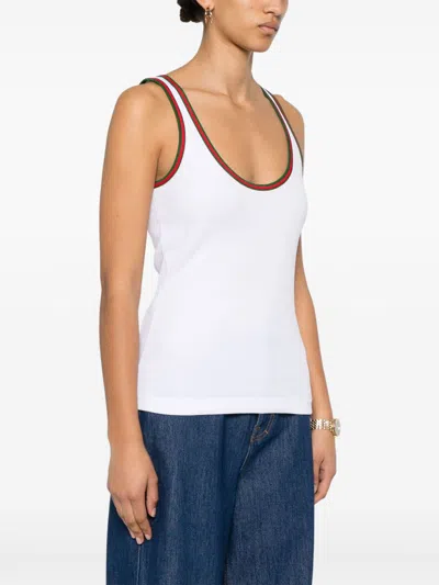 Gucci Ribbed Cotton Tank Top In White