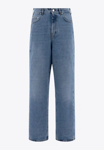 Séfr Disco Cut Washed Wide-leg Jeans In Blue