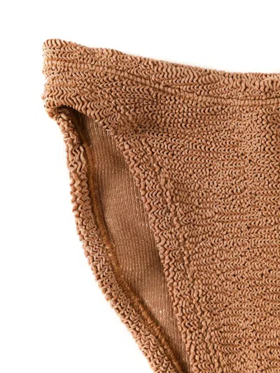 Hunza G Xandra Metallic Crinkle Bikini Set In Brown