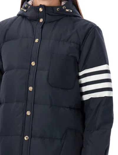 Thom Browne Knee Hooded Down Jacket In Blue