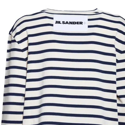 Jil Sander + Striped Crewneck Sweatshirt In White