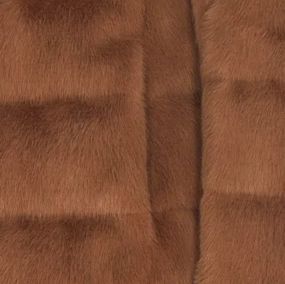 Herno Down Cape Style Jacket With Fur Effect In Brown