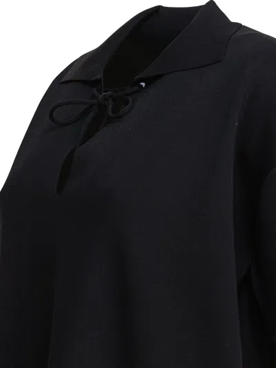 Max Mara Keyhole Short Sleeve Tie Detail Top In Black