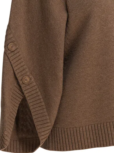 Max Mara Knitwear With Button Detail And Raglan Sleeves In Brown