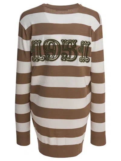 Max Mara Striped Longline Knitwear Front Pockets In Multi