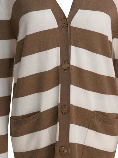 Max Mara Striped Longline Knitwear Front Pockets In Multi