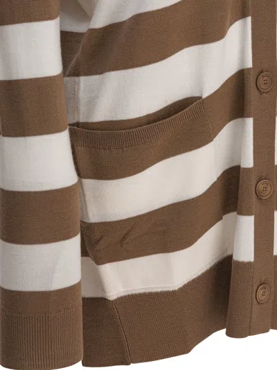 Max Mara Striped Longline Knitwear Front Pockets In Multi