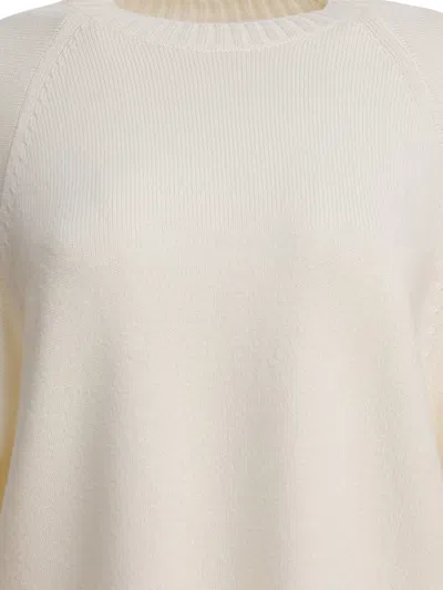 Max Mara Crossover Detail Oversized Wool And Cashmere Sweater Clothing In Neutral
