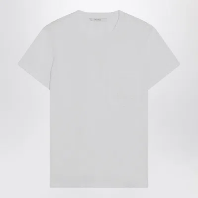 Max Mara Women 'papaia' White Crewneck T-shirt With Tonal Logo Embroidery On The Front In Cotton Wom In White