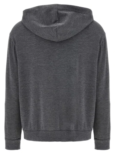 Brunello Cucinelli Precious Zipper Pull Sweatshirt Gray In Gray