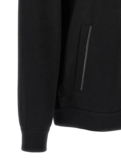Brunello Cucinelli 'precious Zipper Pull' Hoodie. In Black