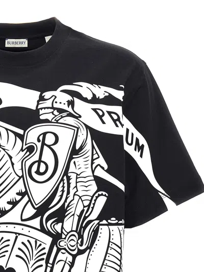 Burberry Black T-shirt With Contrasting Equestrian Knight Print In Cotton Man