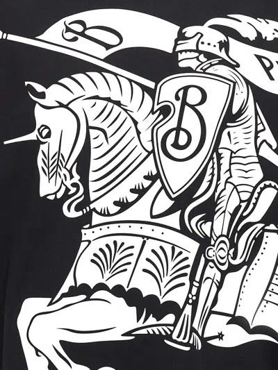 Burberry Black T-shirt With Contrasting Equestrian Knight Print In Cotton Man