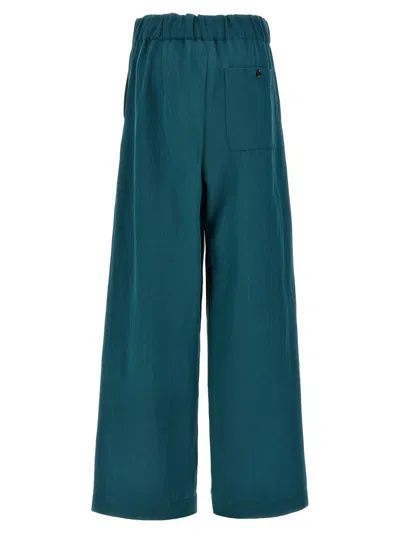 Dries Van Noten Trousers Wide Leg Elastic Waistband In Blue