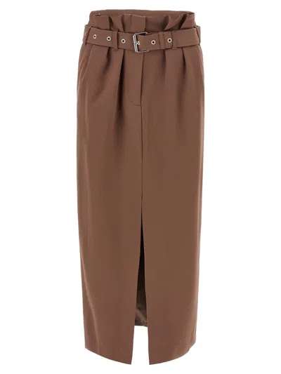 Dries Van Noten Seaches Pleated Wool-gabardine Midi Skirt In Blue