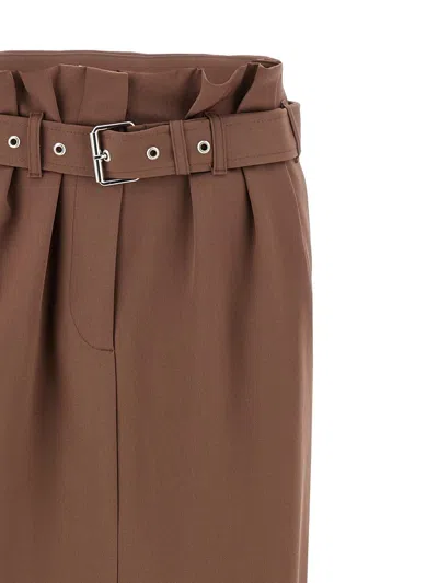 Dries Van Noten Seaches Pleated Wool-gabardine Midi Skirt In Blue