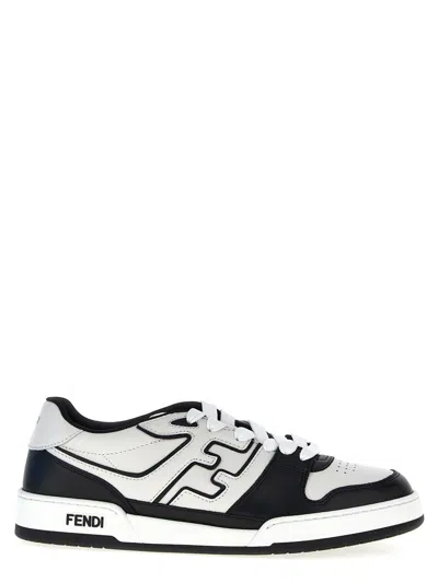 Fendi Leather Panelled Lace-up Sneakers In Black