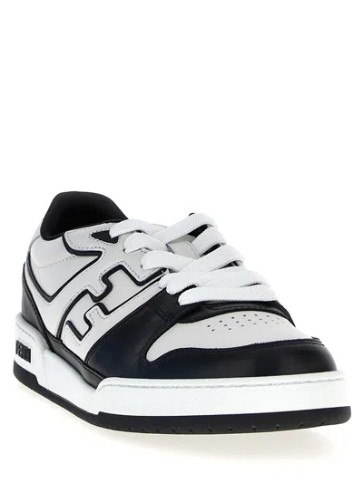 Fendi Leather Panelled Lace-up Sneakers In Black