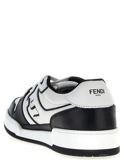Fendi Leather Panelled Lace-up Sneakers In Black