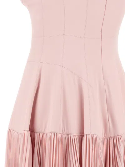 Giovanni Bedin Pleated-skirt Square-neck Maxidress In Pink