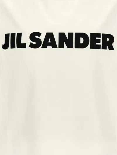 Jil Sander Men White Crewneck Sweatshirt With Contrasting Logo Print At The Front In Cotton Man