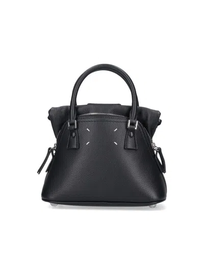 Maison Margiela Structured Textured Leather Shoulder Bag In Black