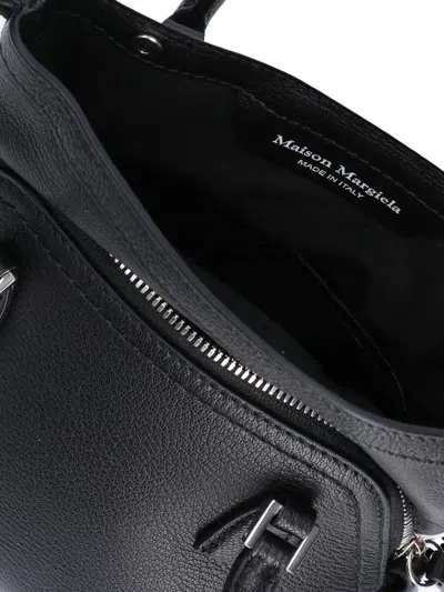 Maison Margiela Structured Textured Leather Shoulder Bag In Black