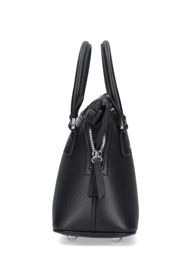 Maison Margiela Structured Textured Leather Shoulder Bag In Black