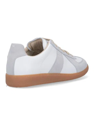 Maison Margiela Women Replica Low-top Leather Sneakers With Suede Inserts In White