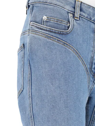 Mugler Straight Flared High-waisted Trousers In Blue