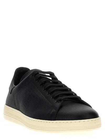 Tom Ford Low-top Leather Sneakers In Black