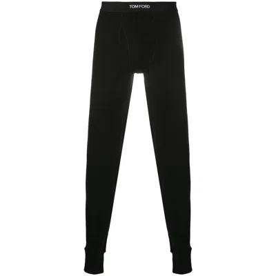 Tom Ford Stretch Silk Trousers In Black