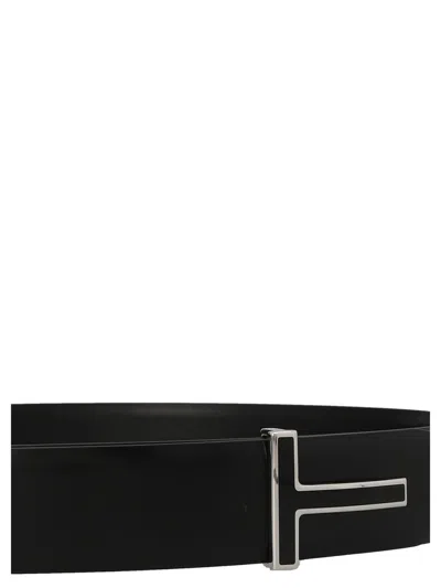 Tom Ford Logo Reversible Belt In Black