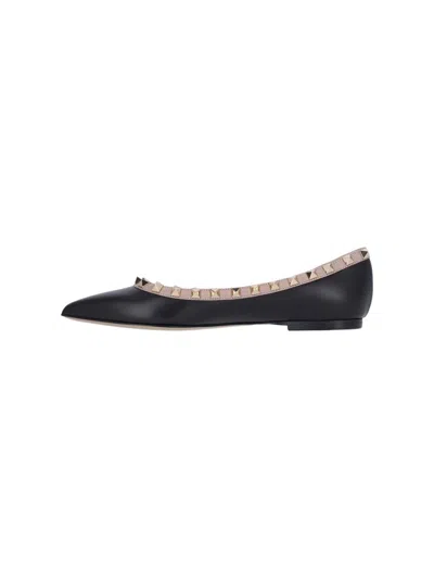 Valentino Rockstud Patent Leather Ballet Flats In Black