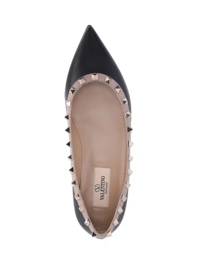 Valentino Rockstud Patent Leather Ballet Flats In Black