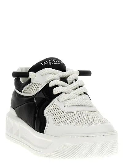 Valentino Garavani One Stud Xl Low-top Sneaker In Nappa Leather And Jacquard Toile Iconographe Techn In Multi
