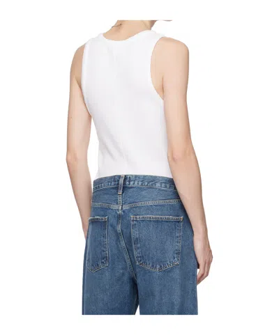 Agolde Stretch Ribbed-knit Vest In White