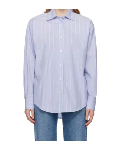 Filippa K Striped Poplin Organic Cotton Shirt In Blue