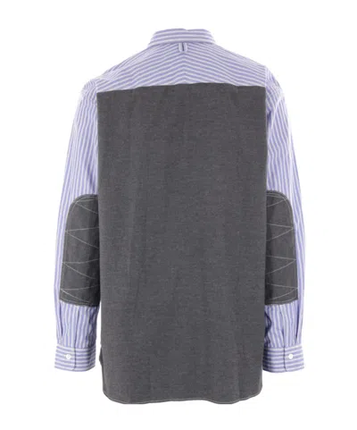 Junya Watanabe Striped Long-sleeved Shirt In Blue