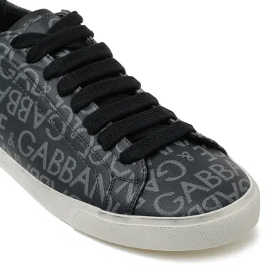 Dolce & Gabbana Leather And Fabric Low-top Sneakers With All-over Motif